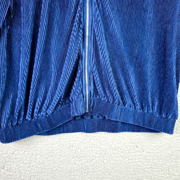 Soho Apparel Womens Bomber Jacket XL Purple Pleated Lightweight Ribbed Zip Up - Picture 5 of 10